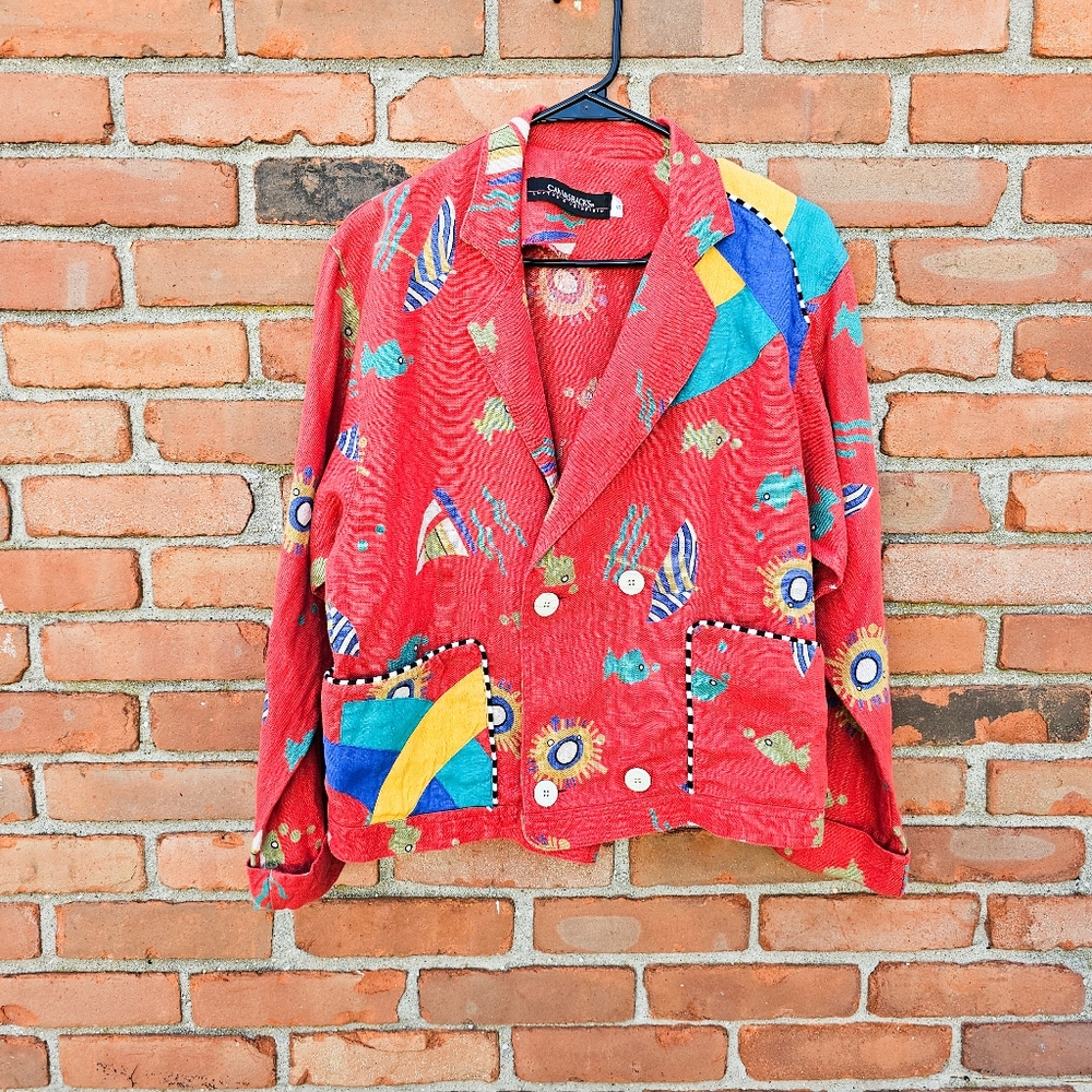 VTG Canvasbacks Lutton & Horsfield Linen Blazer – Nautical Novelty Print